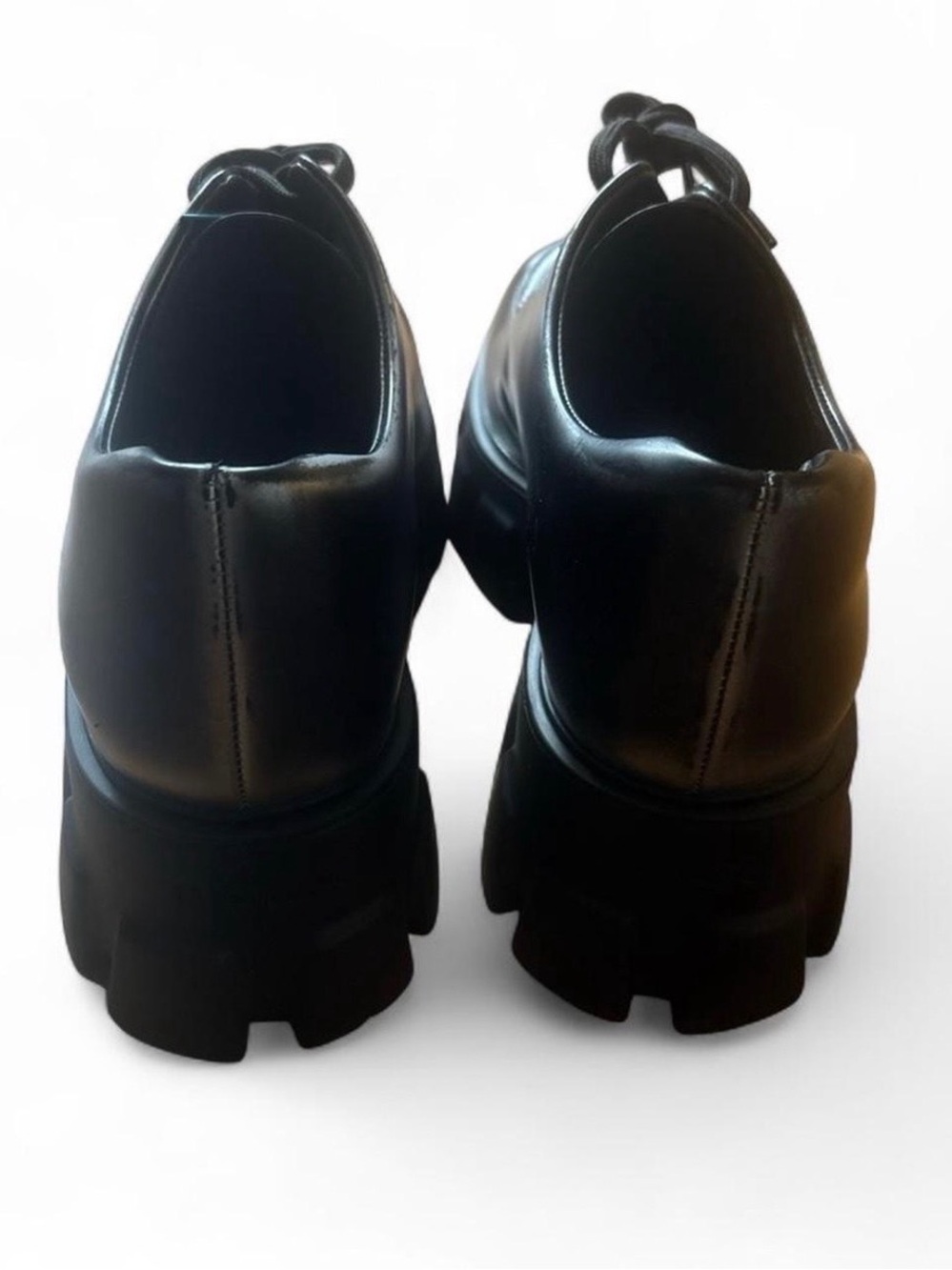 Prada Men's Black Leather Chunky Derby Shoes - Picture 2 of 8